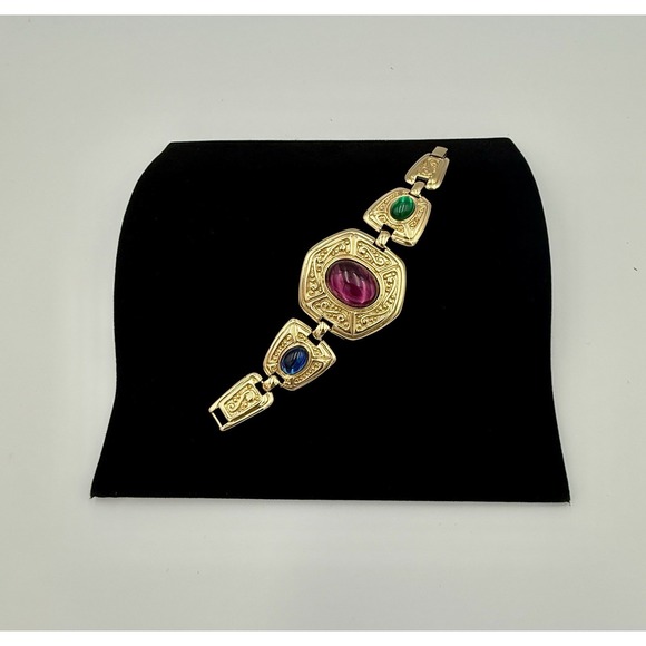 Vintage Napier Jewel-tone Cabachon Statement Bracelet - Picture 2 of 6